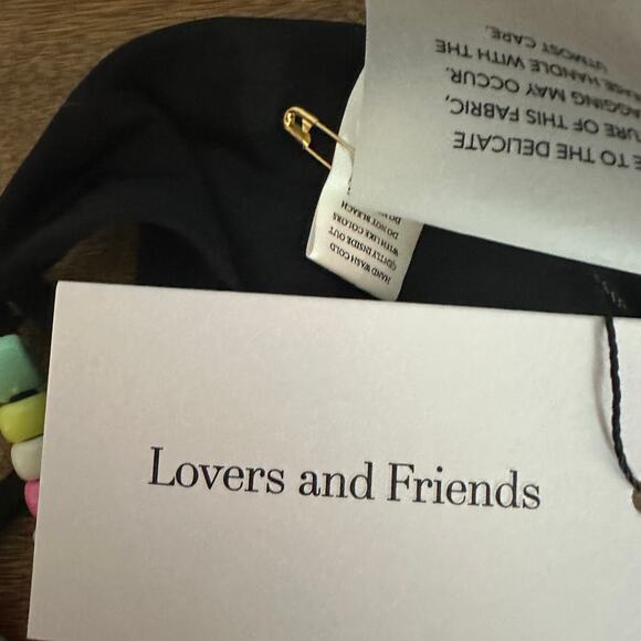 Lovers + Friends Black Beaded Triangle String Bikini Top XS Set On You $98 NEW - Picture 7 of 9